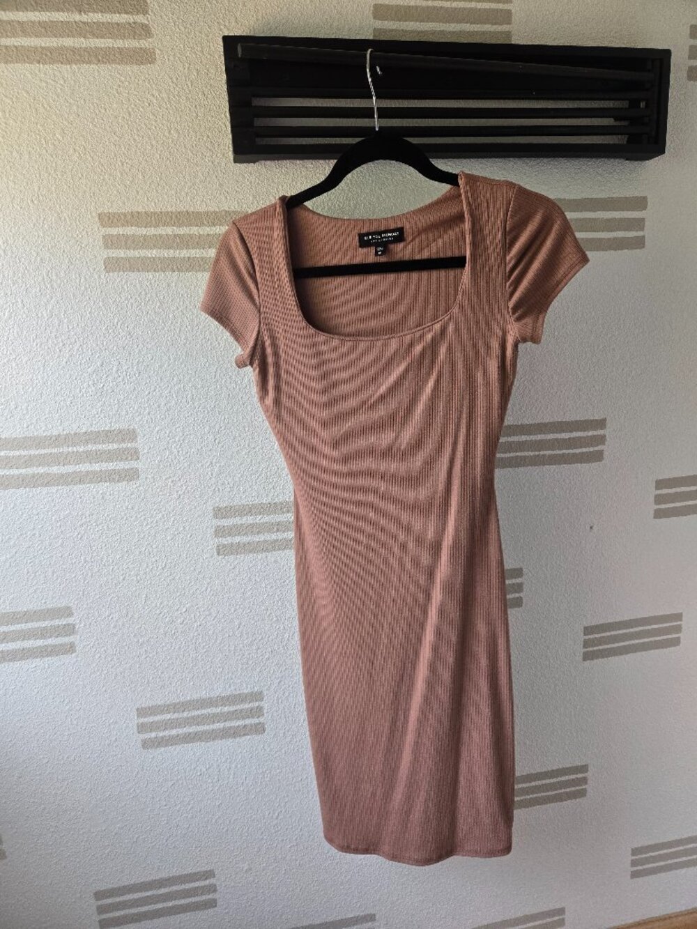 See You Monday Taupe Midi Scoop-Neck Dress